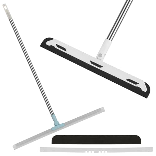 Escobilla de piso con mango ajustable, 2 juegos de 55 pulgadas, escobilla de piso de silicona para ducha, mango largo, limpiador de agua, fregona de goma, escoba mágica para barrer, agua, herramienta