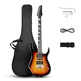 Ktaxon Full-Size Electric Guitar, Solid Body HSH Pickups 170 Guitars Beginner Kit with Gig Bag, Shoulder Strap, Tremolo Arm, Cable, Picks All Accessories (Sunset)