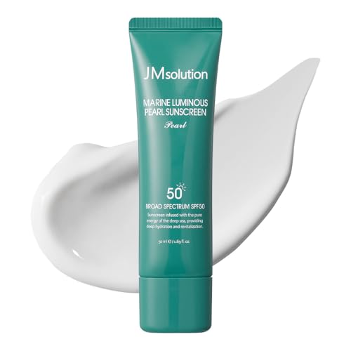 JMsolution Korean Sunscreen SPF50+ PA++++ for Face | Hydrating Glow Sunscreen | No White Cast Lightweight Non-Greasy | Marine Pearl UV Cream(1.69 fl.oz)