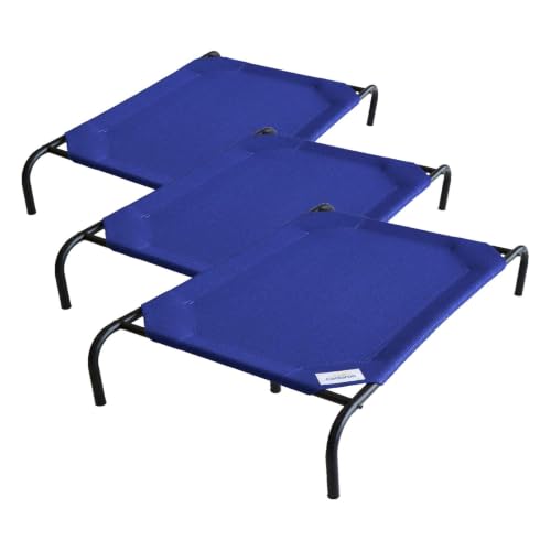 Image of Coolaroo Original Elevated Dog Bed - Breathable Off-The-Ground Pet Bed with Cooling Fabric, Joint Relief & Moisture-Resistant Fabric, 100% Recyclable, Easy Clean, Aquatic Blue, Large (Pack of 3)
