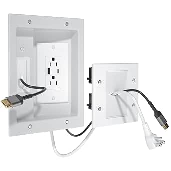 Forging Mount TV Cord Hider for Wall Mounted TV with 2 AC Outlets, USB-A & Type C Ports, 9.6” Extension Cord
