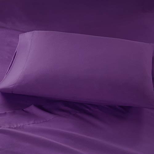 Intelligent Design Microfiber Sheet Set With Side, Wrinkle Resistant, Soft Feel, Elastic 16" Deep Pocket Modern All Season Cozy Bedding, Matching Pillow Case, Twin Xl, Purple #TOP3