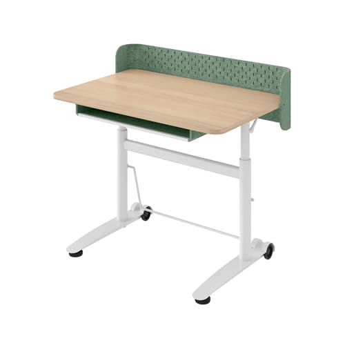 Ergotopia Kinderschreibtisch höhenverstellbar – ergonomischer Schülerschreibtisch für Kinder ab 6 Jahre, mitwachsender Schreibtisch für Grundschule & Hausaufgaben