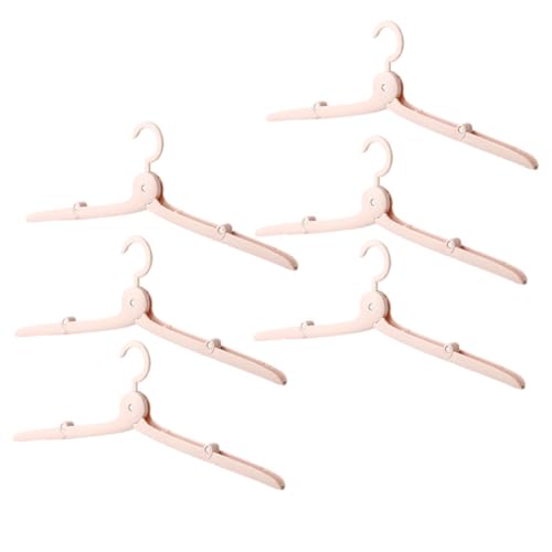JECOMPRIS 6 Piezas Perchas Plegables Portátiles para Viaje de Colgadores Metálicos Multifuncionales Diseño Compacto y Ligero para Organizar Ropa Maletas y Armarios Color Rosa