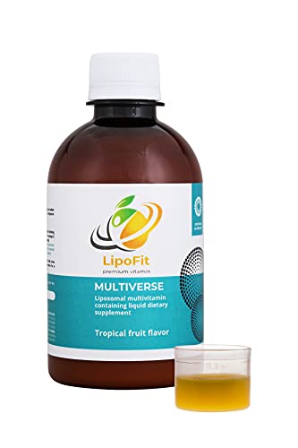 Lipofit Liposomal Organic Multivitamin, Liposomal Vitamin C Liquid Vitamins With Vitamin A, D, E, K, B-Complex Liquid Multivitamins For Immune Support For Women And Men–Tropical Fruit Flavor #TOP26