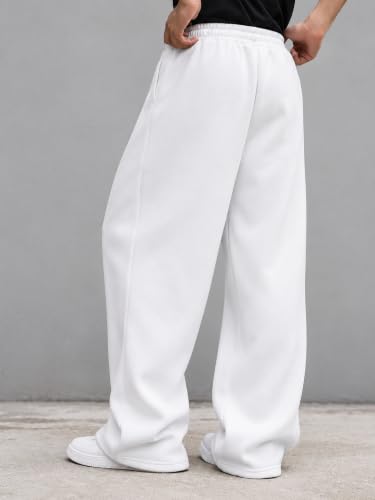 Image of Men's Premium Fleece Sweatpants, Soft Lightweight Lounge Pants with Elastic Drawstring Waist, Casual Athletic Straight-Leg Pants,