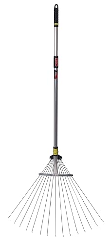 Spear & Jackson – Balai à Gazon Extensible | 15 Dents Acier réglables de 19 à 60 cm | Manche télescopique Aluminium 82–166 cm