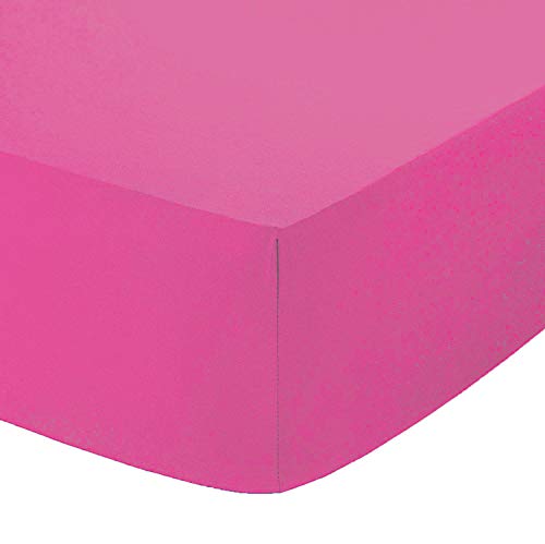 British Home Bedding Drap-housse uni en percale (Fuchsia, lit simple) Cover