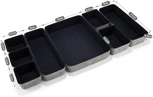 Welaxy desk drawer organiser trays drawers dividers small shallow felt storage box for office accessories closet cabinet makeup jewelry crafts organizing 8-piece gifts idea for men