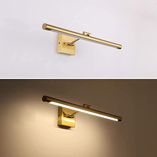 Joosenhouse Led Picture Light Fixtures Dimmable 24.4 Inches, Full Metal Artwork Display Lamp With Single Swing Arm, 14W (70W Eqv), Hardwired Connection, 3000K Warm White, Golden-Like Brass Finish #TOP6