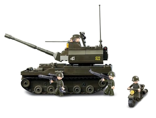 Sluban Klemmbausteine Panzer I (258 Teile), Spielset, Steckbausteine, mit Spielfigur, für Kinder ab 4 Jahren, Mehrfarbig