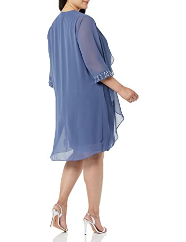Image of S.L. Fashions Women's Chiffon Mother of the Bride Jacket Dress with Beaded 3 /4 Sleeves and Neckline (Plus Size)