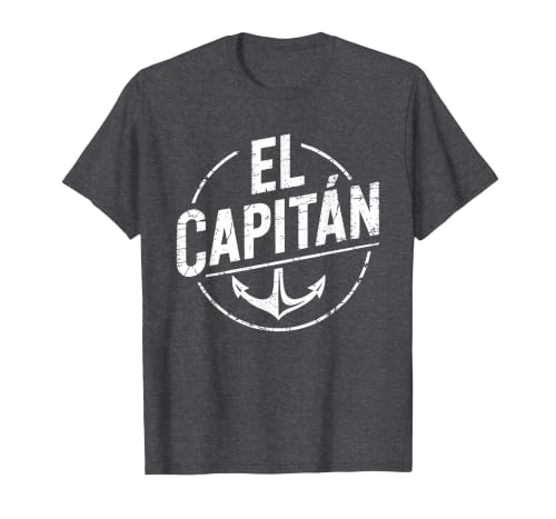 El Capitan Shirt Men Women Anchor Boat Captain Funny Boating T-Shirt, Men, Dark Heather Grey, Large