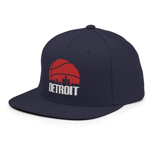 Detroit Basketball Skyline Retro Snapback Hat Baseball Cap Navy