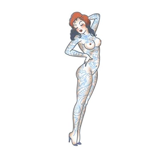 Horror-Shop Pin Up Pegamento Tatuaje Chica Desnuda