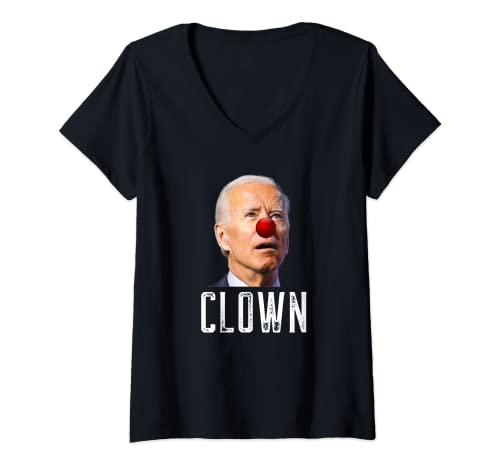 Donna Joe Biden è un Clown, Joe Biden È Un Idiota Maglietta con Collo a V