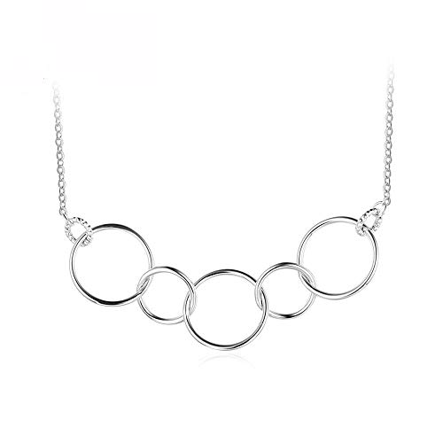 Collier en argent 925 pour femmes avec pendentif rond à cercles multiples