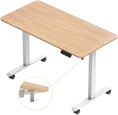 Homall Standing Desk Height Adjustable Desk 140x70 cm Sit Stand Desk Adjustable Desk Stand up Desk with 4 Memory Smart Pannel for Home Office(White Frame+White Desktop)