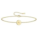 Ovian Initial Charm Bracelet for Women 18K Gold Plated stainless steel Coin Disc Engraved Letter Bracelet Personalized Monogram Name Bracelet