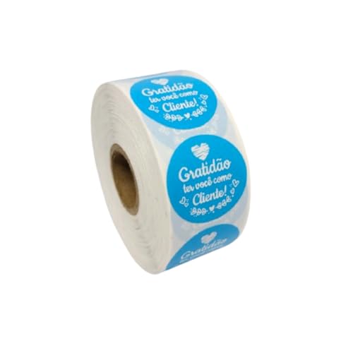 1.000 Etiquetas Adesivas Gratidão Ter Você como Cliente Azul