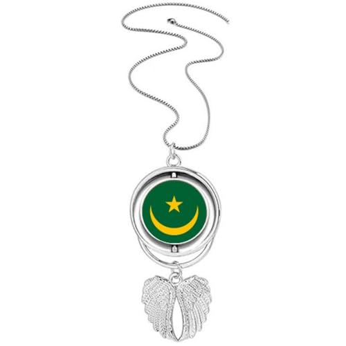 Collier Mauritanie pendentif ailes d'ange rotatif en acier inoxydable