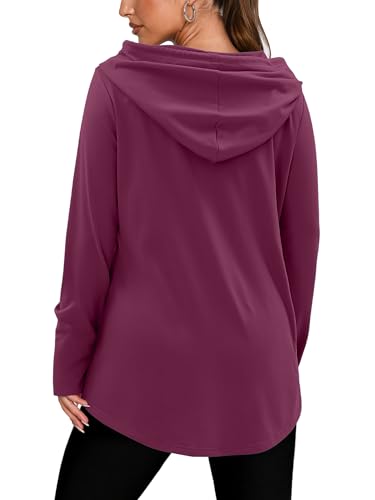 BETTE BOUTIK Womens Quarter Zip Tunic Hoodies Pullover Long Hooded Sweatshirts S-3XL