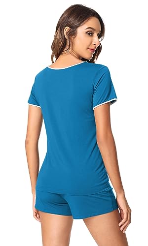 Image of WiWi Viscose from Bamboo Pajamas Set for Women Super Soft Short Sleeve Cooling Summer Plus Size Pjs Sets Sleepwear S-4X