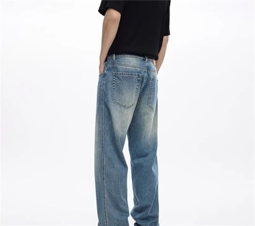 Men's Wide Leg Jeans Straight Loose Lyocell Stretch Baggy Casual Trousers3