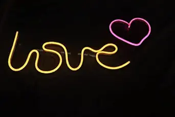 UNIQUE ADS MEDIA Love & Heart Neon Lights | Neon Lights for Room Decoration, Bedroom, Neon Signs Decor for Room Wall, Neon Led Lights for Hotels, Restaurant, Pubs etc. (Pack of 2)