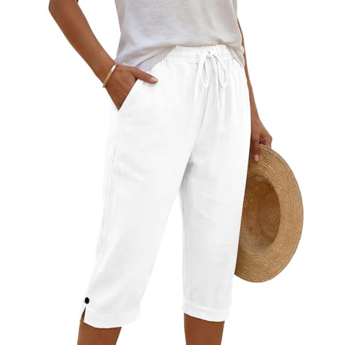 Pantalon d'été pour femme en lin confortable et léger