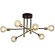 wenppran Industriell Schlafzimmer E27 Deckenleuchten Modern Suspension Wohnzimmer Leuchter Schwarz Metall Sputnik Deckenlampe 180° Einstellbarer Winkel 6 Lichter Semi-Inkasso Halbeinbau Leuchter