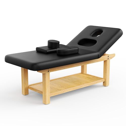 Wood Stationary Massage Table with Adjustable Backrest