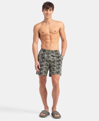 Image of Jockey NY07 Men's Super Combed Cotton Satin Weave Printed Boxer Shorts with Side Pocket