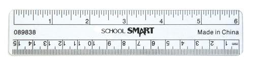 School Smart Plastic Ruler, Flexible, 6 in L, Clear