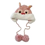 Sharplace Lion Dance Hat Warm Winter Hat Headdress Soft Skating Photo Prop Cap Animal Hat Headgear for Kids Children Girls Boys Holiday, Pink