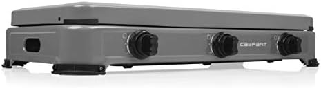 Campart Travel Gas Stove Thermal Safety System, Detachable Lid, Compact, Portable ,Grey, 3 Burners, 4 kW,