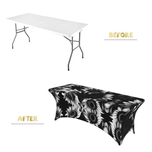 Housse de table extensible 1,8m EdWal en élasthanne à motif tournesols