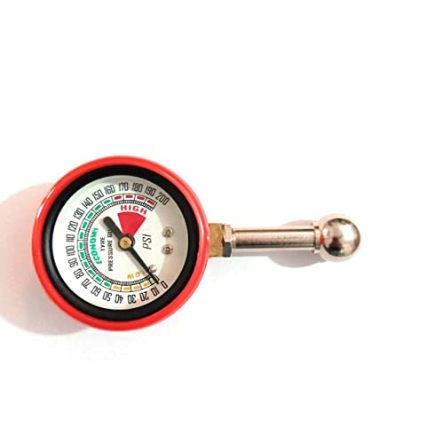 Image of Tire Pressure Analog Gauge with Hose - Heavy-Duty Air Pressure Checker for Car, Truck, Motorcycle, and Bike - Portable Manual PSI Meter (Mini Hose Small Gauge)