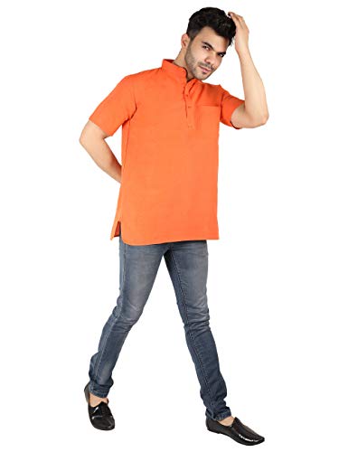Image of LATEST CHIKAN Men's Cotton Regular Casual Strped Short Kurta Half Sleeves - (SK-LJ.DS.AS)