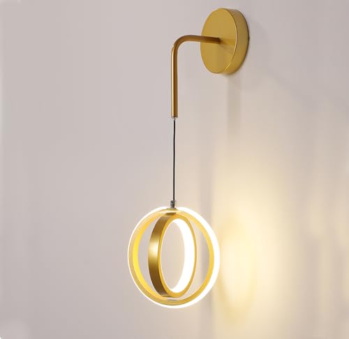 XINYASEE Applique da parete standard, lampada da parete moderna decorativa per soggiorno camera da letto sala da pranzo cucina bagno, nero (Oro)