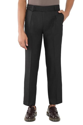 Image of SHOWOFFFF Men Solid Formal Trousers | Viscose Rayon Trouser for Mens | Low-Rise Loose Fit Regular Length Trousers for Men's