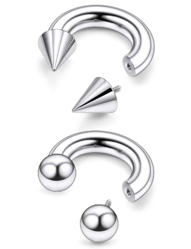 Tvalccoy F136 Titanium 4g Septum Ring Prince Albert Jewelry for Men 4 Gauge Earrings 12mm PA Spike Horseshoe Piercing Internally Threaded