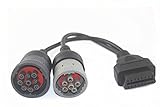 Arteckin OBD2 Interface Truck Y Cable OBD2 16pin Female to J1708 6pin and J1939 9pin