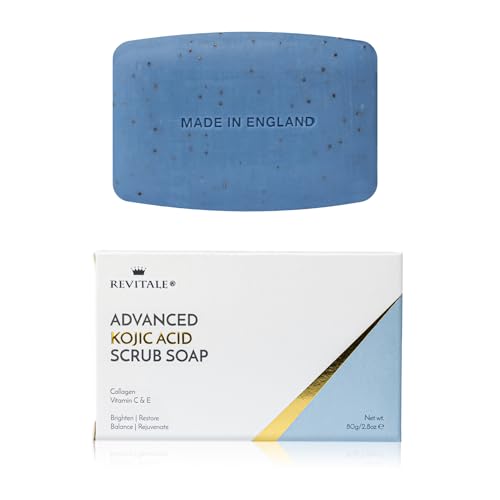 REVITALE Advanced Kojic Acid Brightening Scrub Soap – Restoring & Balancing Bar for a Radiant, Rejuvenated Look 80 g