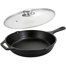 Cast Iron Skillet, Frying Pan for Grilling, Searing, Baking 10 inch with Lid