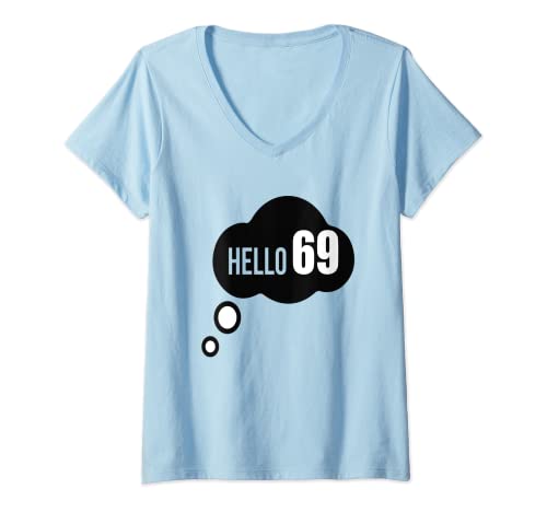 Womens Hello 69th Birthday Number 69 Sports My Favorite Player #69 V-Neck T-Shirt