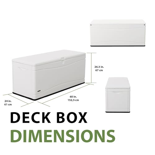 LIFETIME Outdoor Storage Deck Box, 130 Gallon, Arctic White, Lockable, UV-Protected, for Decks and Marine Docks
