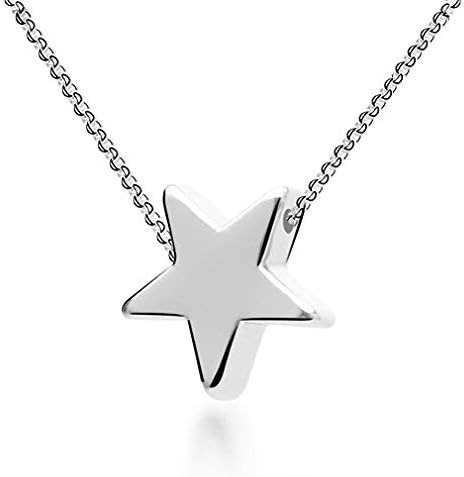 XIYUXUAN IXIQI Jewelry Star Pendant Necklace Silve Color Silver Plated Silver Color Pendant Necklace Star Shape Pendant Necklaces Necklace Gifts Present for Women with Gift Box,45cm Chain