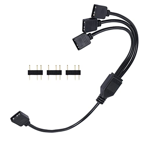 CAIHINIER ARGB Splitterkabel 5V 3Pin adressierbares RGB 1 auf 3 Splitterkabel mit Steckern für Computergehäuse, 5V ARGB Lüfter und CPU-Kühler Cover