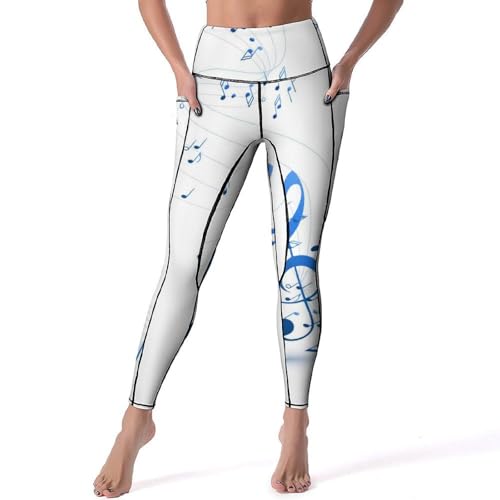 Legging femmes Note Bleue : pantalon sport taille haute pour yoga S